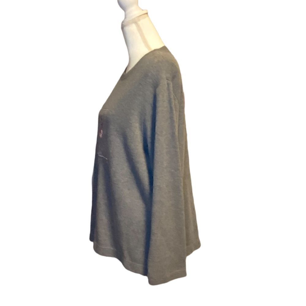 Coastal Grandma Gray Bobbie Brooks Floral Patch Sweater Women’s Size Large - Picture 2 of 8